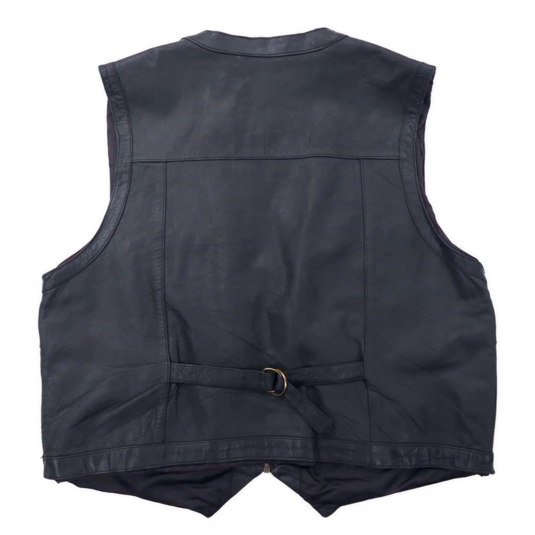 THE RU-MOURS INTERNATIONAL Leather Hunting Vest XXL Black Cowhide Multi-Pocket Zip Up