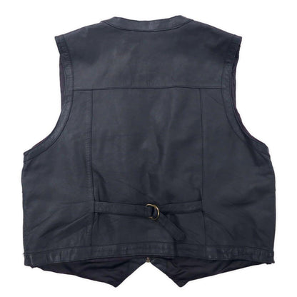 THE RU-MOURS INTERNATIONAL Leather Hunting Vest XXL Black Cowhide Multi-Pocket Zip Up