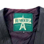 THE RU-MOURS INTERNATIONAL Leather Hunting Vest XXL Black Cowhide Multi-Pocket Zip Up