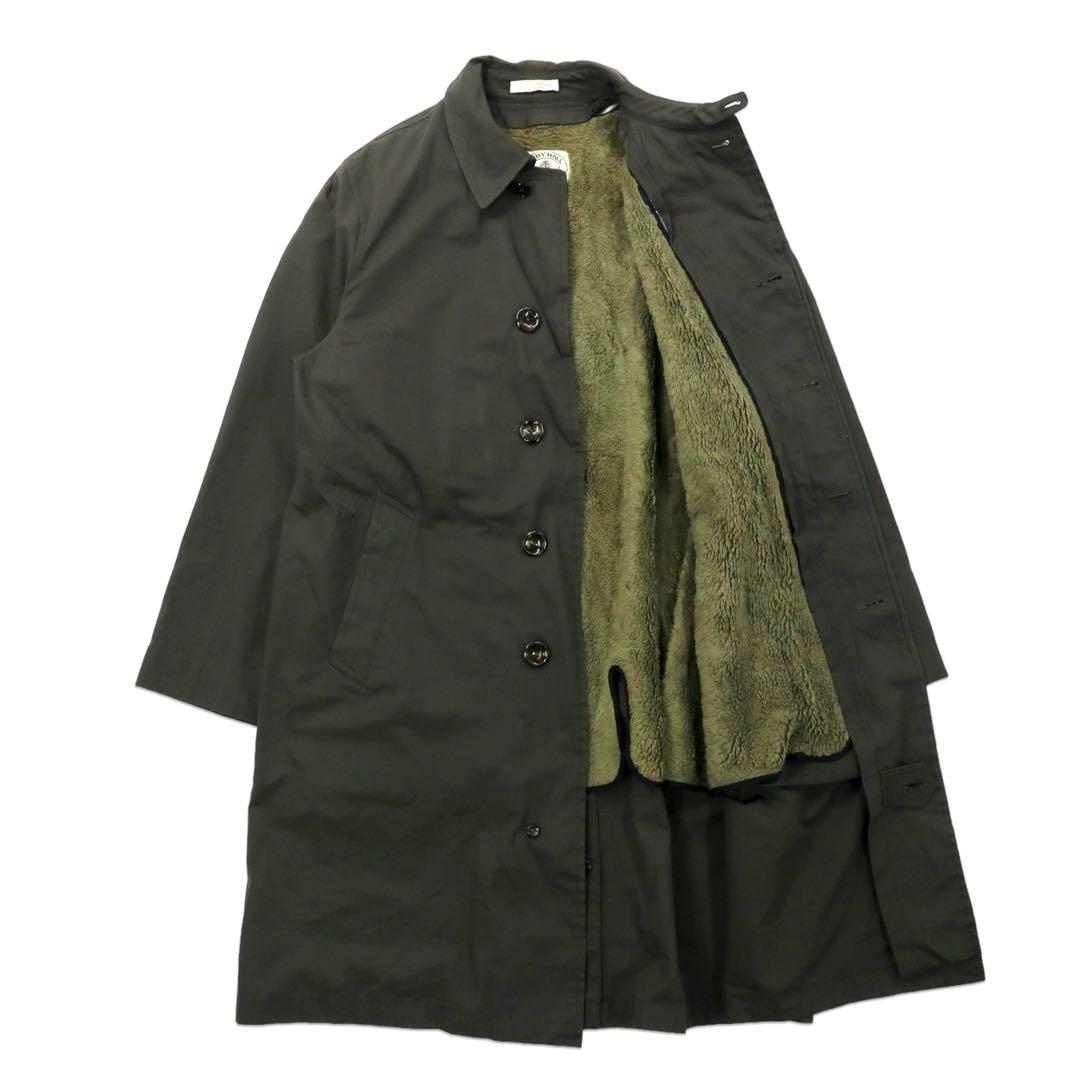 KIRBY HALL CLOTHES 60's Stainless Steel Collar Coat 42R Khaki Cotton PERMA PREST Boa Liner Removable British Hong Kong