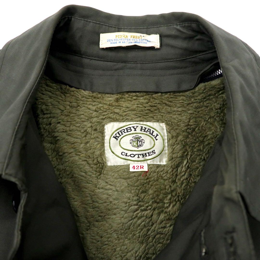 KIRBY HALL CLOTHES 60's Stainless Steel Collar Coat 42R Khaki Cotton PERMA PREST Boa Liner Removable British Hong Kong