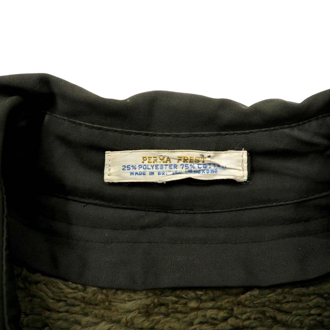 KIRBY HALL CLOTHES 60's Stainless Steel Collar Coat 42R Khaki Cotton PERMA PREST Boa Liner Removable British Hong Kong