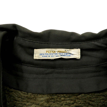 KIRBY HALL CLOTHES 60's Stainless Steel Collar Coat 42R Khaki Cotton PERMA PREST Boa Liner Removable British Hong Kong