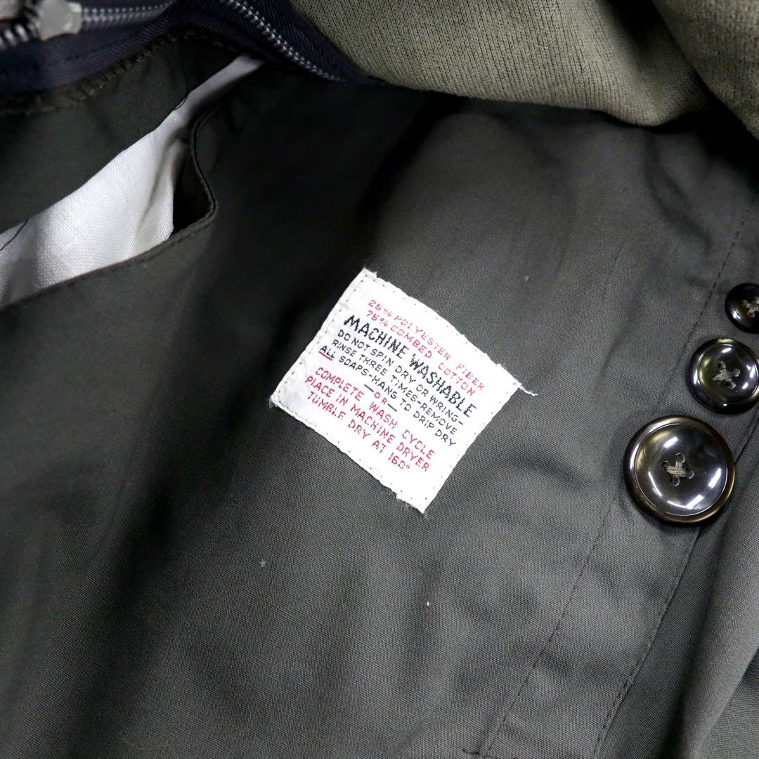 KIRBY HALL CLOTHES 60's Stainless Steel Collar Coat 42R Khaki Cotton PERMA PREST Boa Liner Removable British Hong Kong