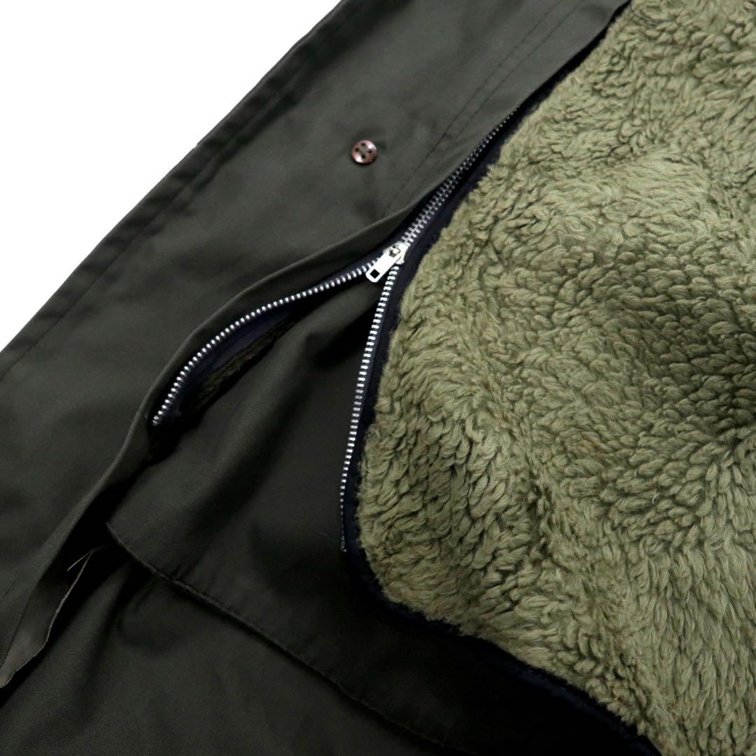 KIRBY HALL CLOTHES 60's Stainless Steel Collar Coat 42R Khaki Cotton PERMA PREST Boa Liner Removable British Hong Kong