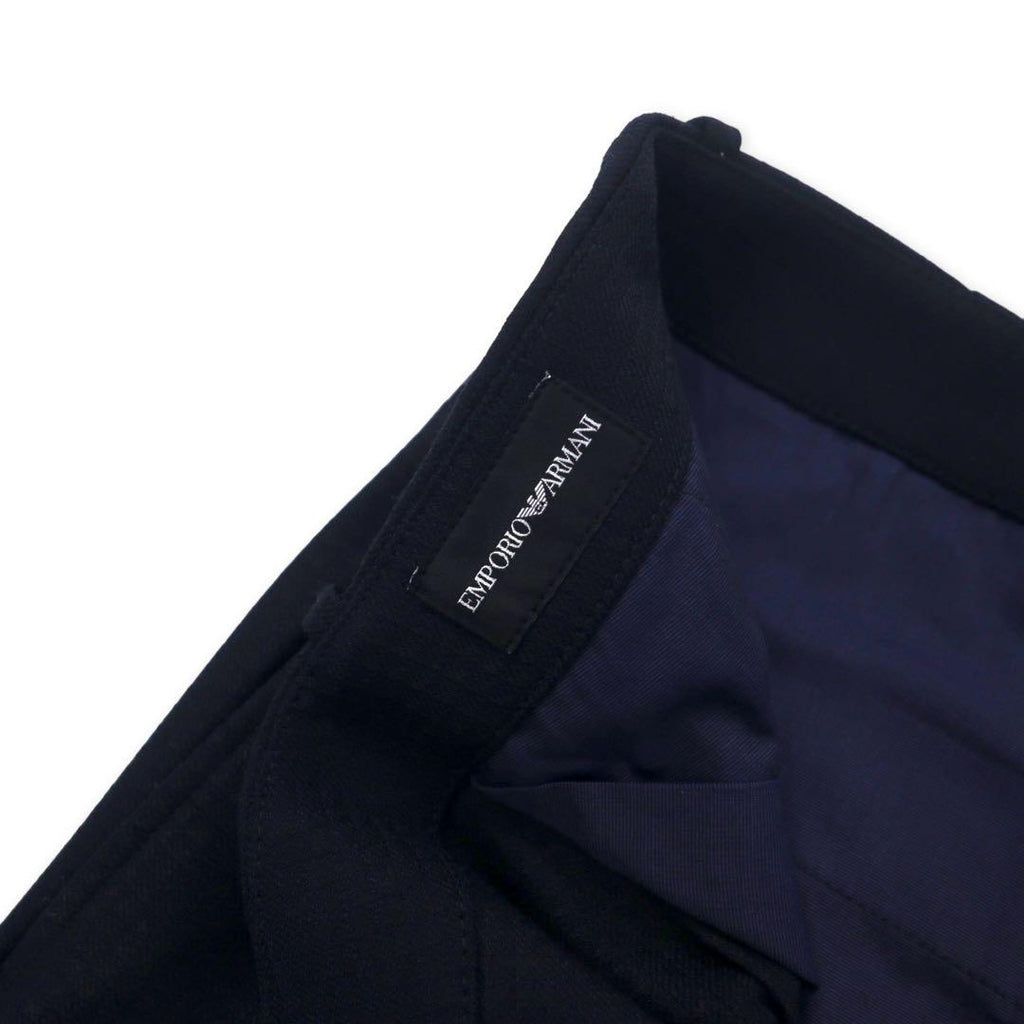 EMPORIO ARMANI スラックスパンツ 50 ネイビー チェック ポリエステル ストレッチ 11P11S 11846 ブルガリア製 未使用品