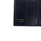 Salvatore Ferragamo Rose Ribbon Clasp Bifold Wallet Leather Black