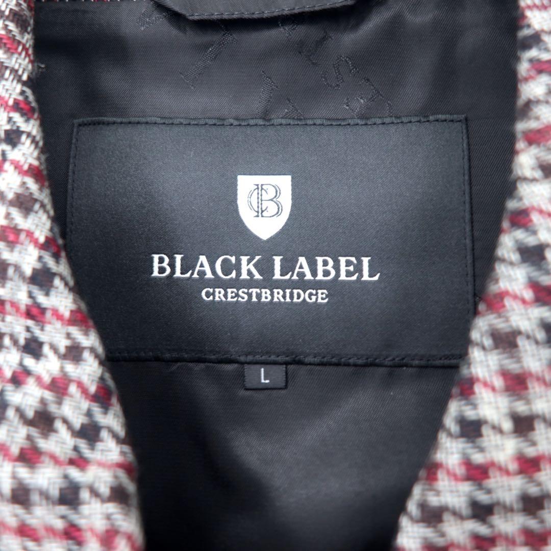 BLACK LABEL CRESTBRIDGE Zip-up Jacket L Gray Houndstooth Linen