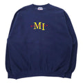 Hanes 90's ULTIMATE COTTON College Embroidery Sweatshirt XL Navy Cotton Brushed Back MICHIGAN Big Size