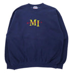 Hanes 90's ULTIMATE COTTON College Embroidery Sweatshirt XL Navy Cotton Brushed Back MICHIGAN Big Size