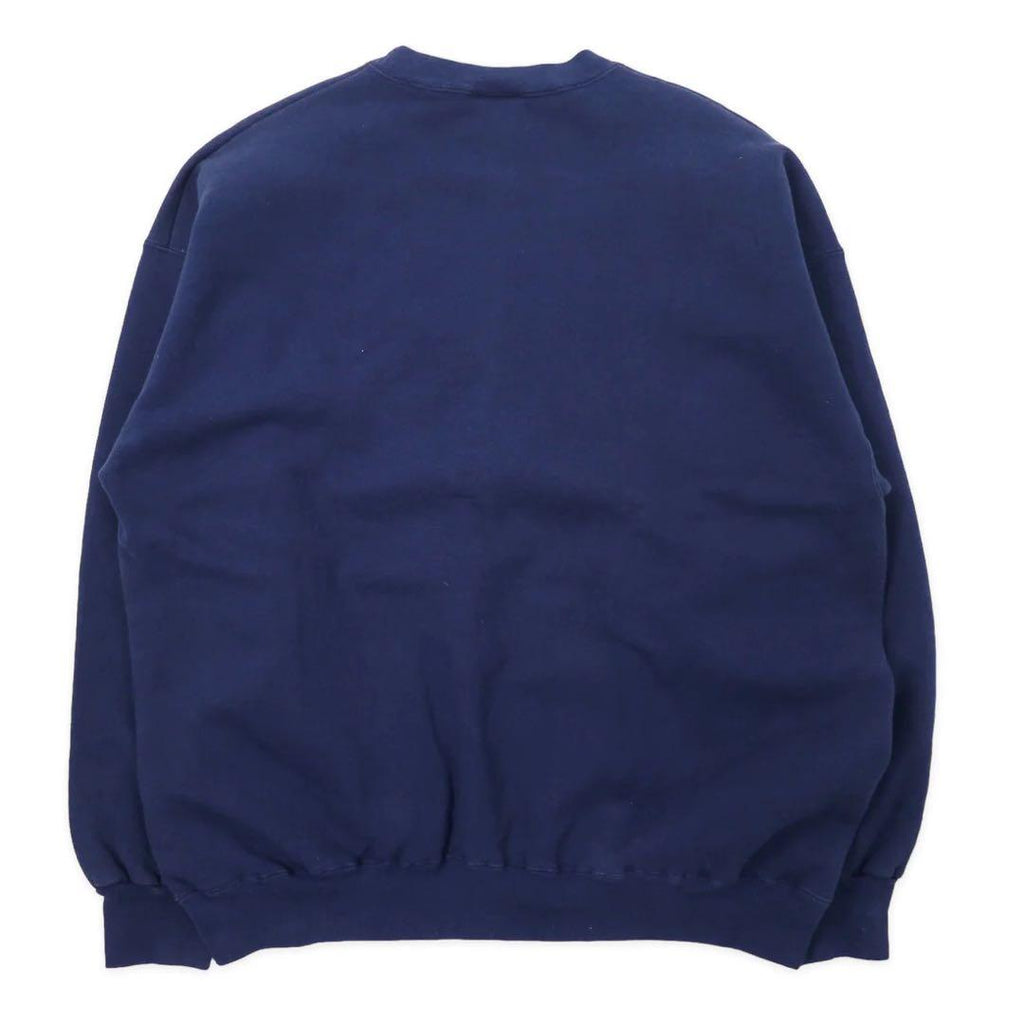 Hanes 90's ULTIMATE COTTON College Embroidery Sweatshirt XL Navy Cotton Brushed Back MICHIGAN Big Size