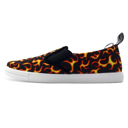 LOVE MOSCHINO イタリア製 ファイヤーパターン スリッポン スニーカー 23.5cm ブラック キャンバス 未使用品