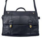 COACH Old Coach 2WAY Business Bag Shoulder Bag Black Leather Glove Tan Cowhide Double Turn Lock 0546