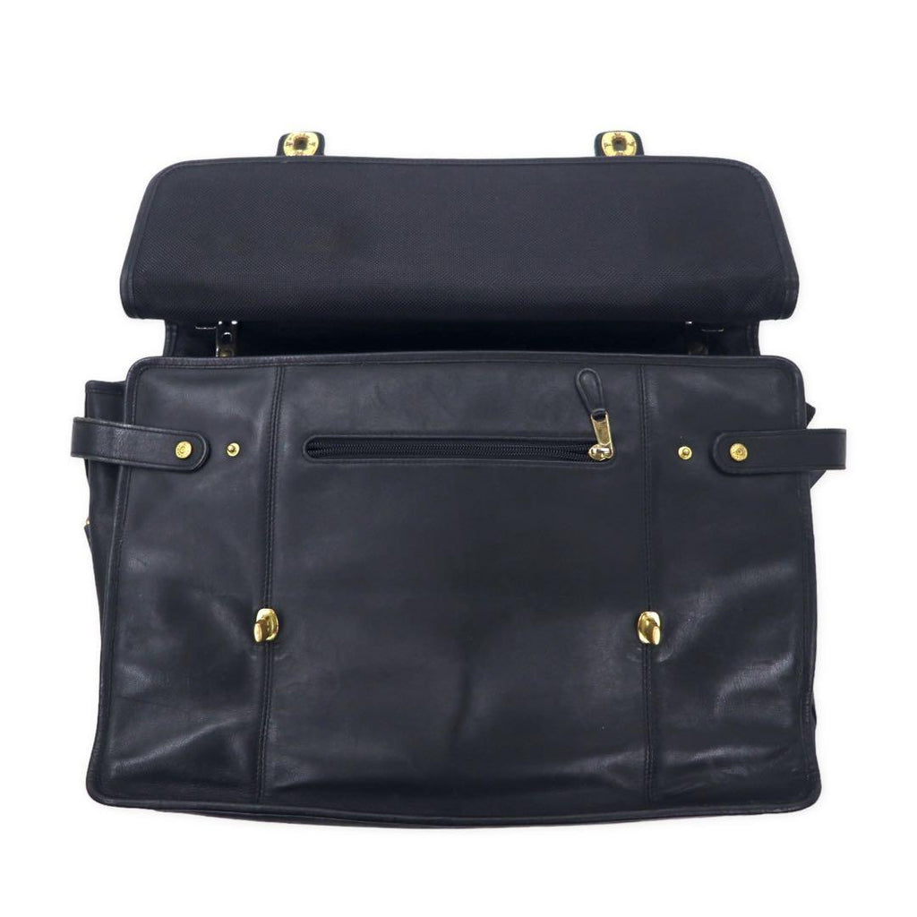 COACH Old Coach 2WAY Business Bag Shoulder Bag Black Leather Glove Tan Cowhide Double Turn Lock 0546