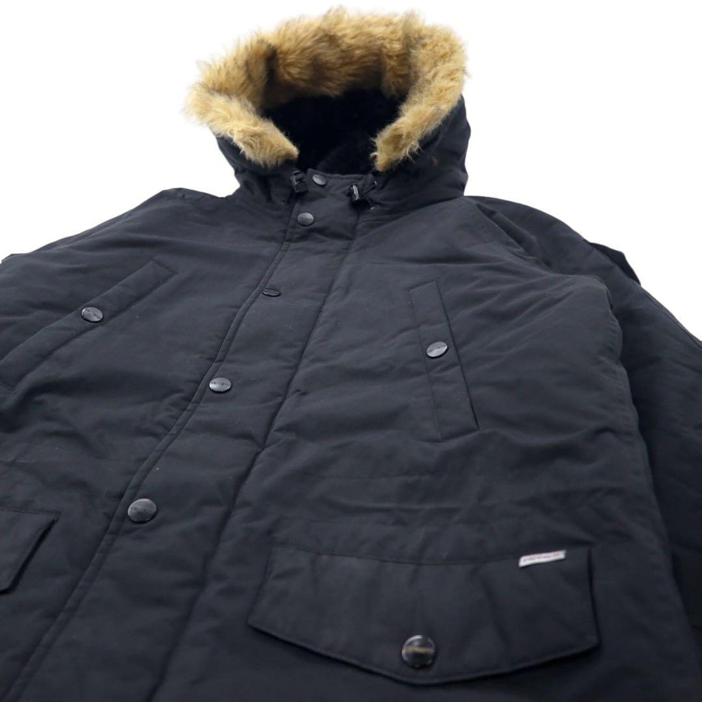 carhartt N-3B Down Jacket L Black Nylon Filling Fur Detachable Drawcord ANCHORAGE PARKA
