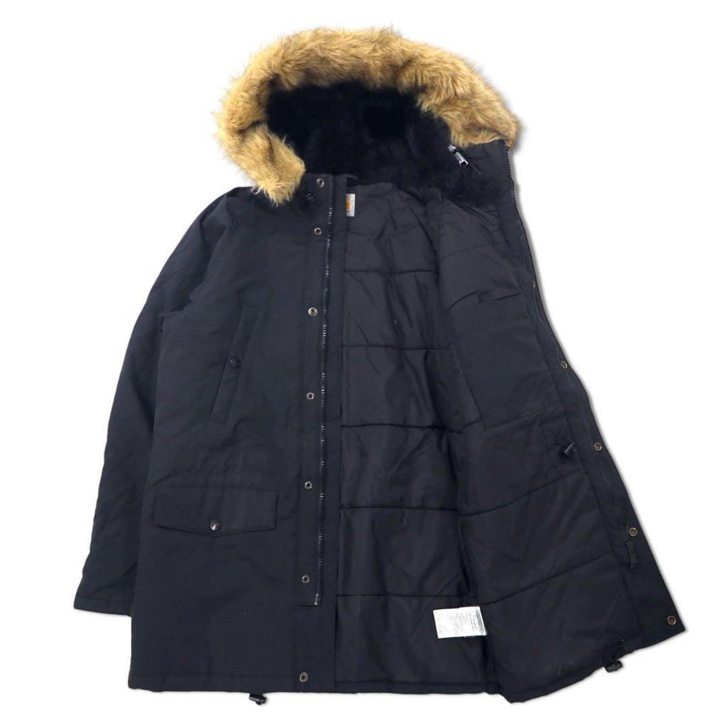 carhartt N-3B Down Jacket L Black Nylon Filling Fur Detachable Drawcord ANCHORAGE PARKA