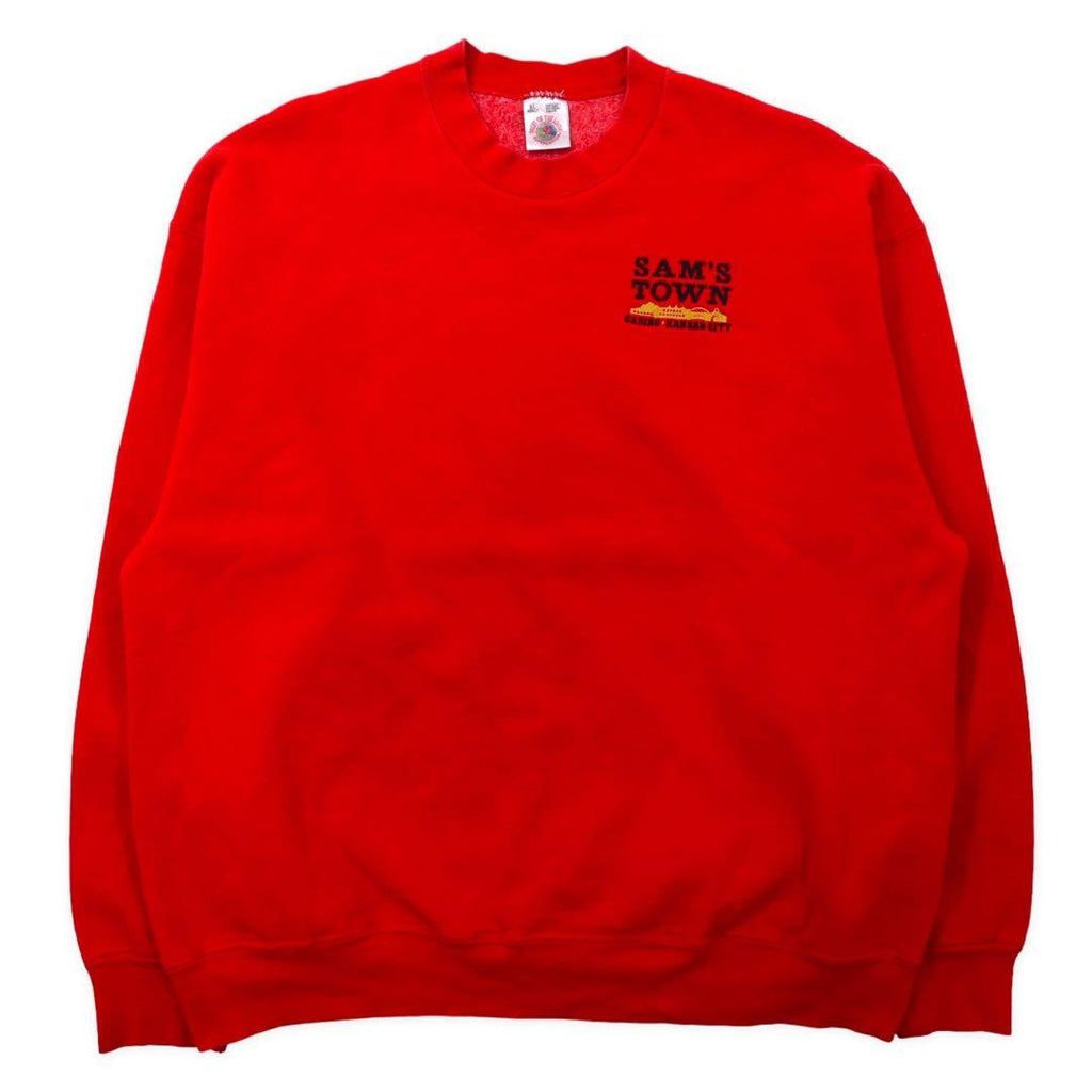 FRUIT OF THE LOOM Made in USA 90's Sweatshirt XL Red Cotton Brushed Back SAM'S TOWN Big Size