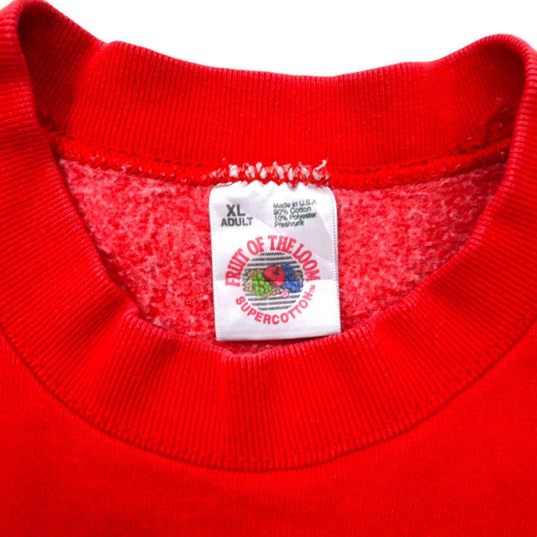 FRUIT OF THE LOOM Made in USA 90's Sweatshirt XL Red Cotton Brushed Back SAM'S TOWN Big Size