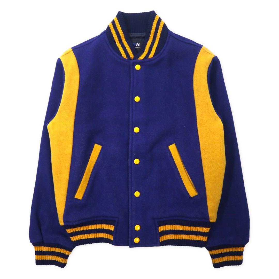 VAN -JAC- 70's Stadium Jacket M Blue Yellow Wool Rib Line