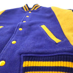 VAN -JAC- 70's Stadium Jacket M Blue Yellow Wool Rib Line