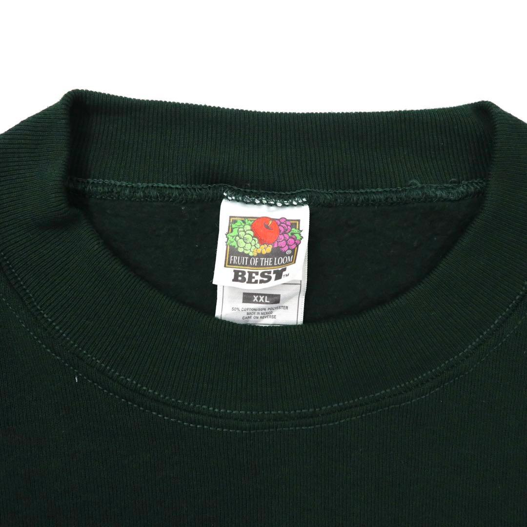 FRUIT OF THE LOOM Big Size Printed Sweatshirt XXL Green Cotton Brushed Back Michael's Picnic In The Park 90's Made in Mexico
