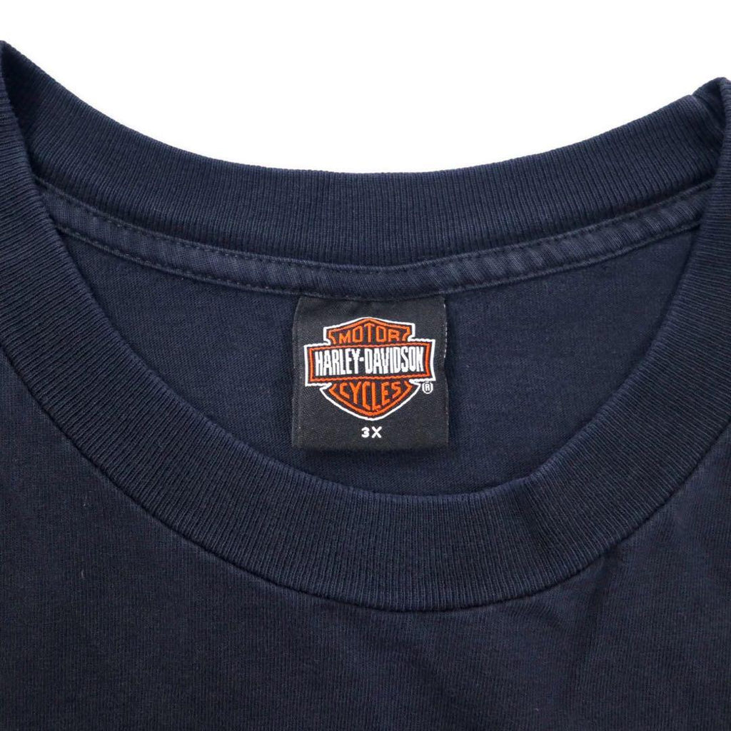 HARLEY DAVIDSON USA製 ロゴプリントTシャツ 3X ブラック コットン SARASOTA FLORIDA 両面プリント ビッグサイズ
