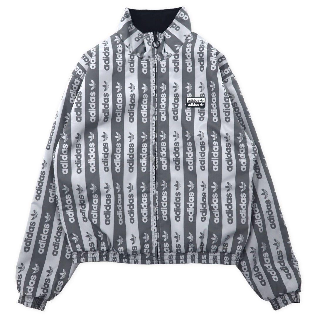 adidas originals All-over pattern reversible jacket M Gray Black Trefoil logo nylon FQ2411