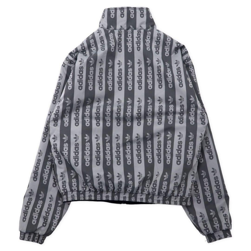 adidas originals All-over pattern reversible jacket M Gray Black Trefoil logo nylon FQ2411
