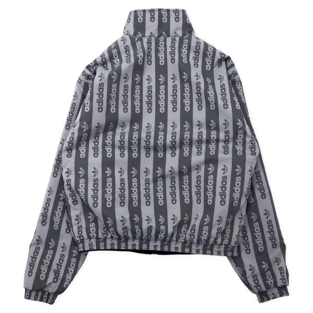 adidas originals All-over pattern reversible jacket M Gray Black Trefoil logo nylon FQ2411