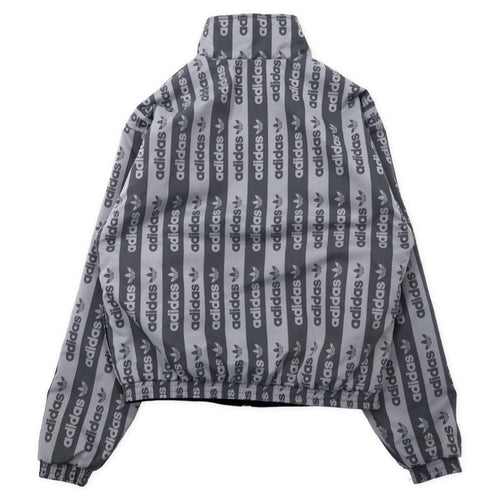 adidas originals 総柄 リバーシブルジャケット M グレー ブラック トレフォイルロゴ ナイロン FQ2411