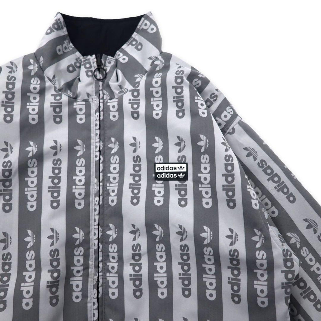 adidas originals All-over pattern reversible jacket M Gray Black Trefoil logo nylon FQ2411