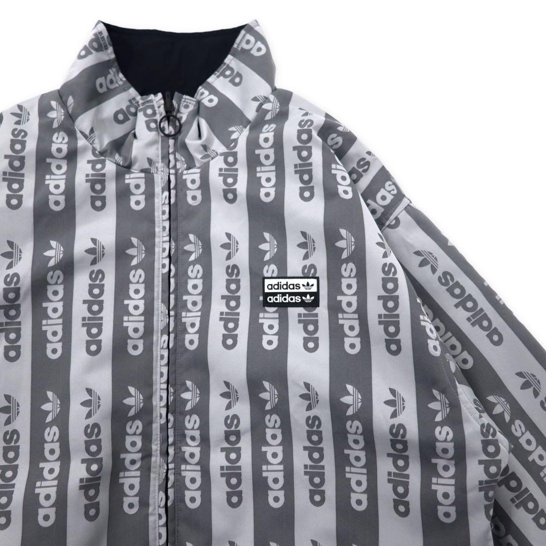 adidas originals All-over pattern reversible jacket M Gray Black Trefoil logo nylon FQ2411