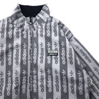 adidas originals All-over pattern reversible jacket M Gray Black Trefoil logo nylon FQ2411