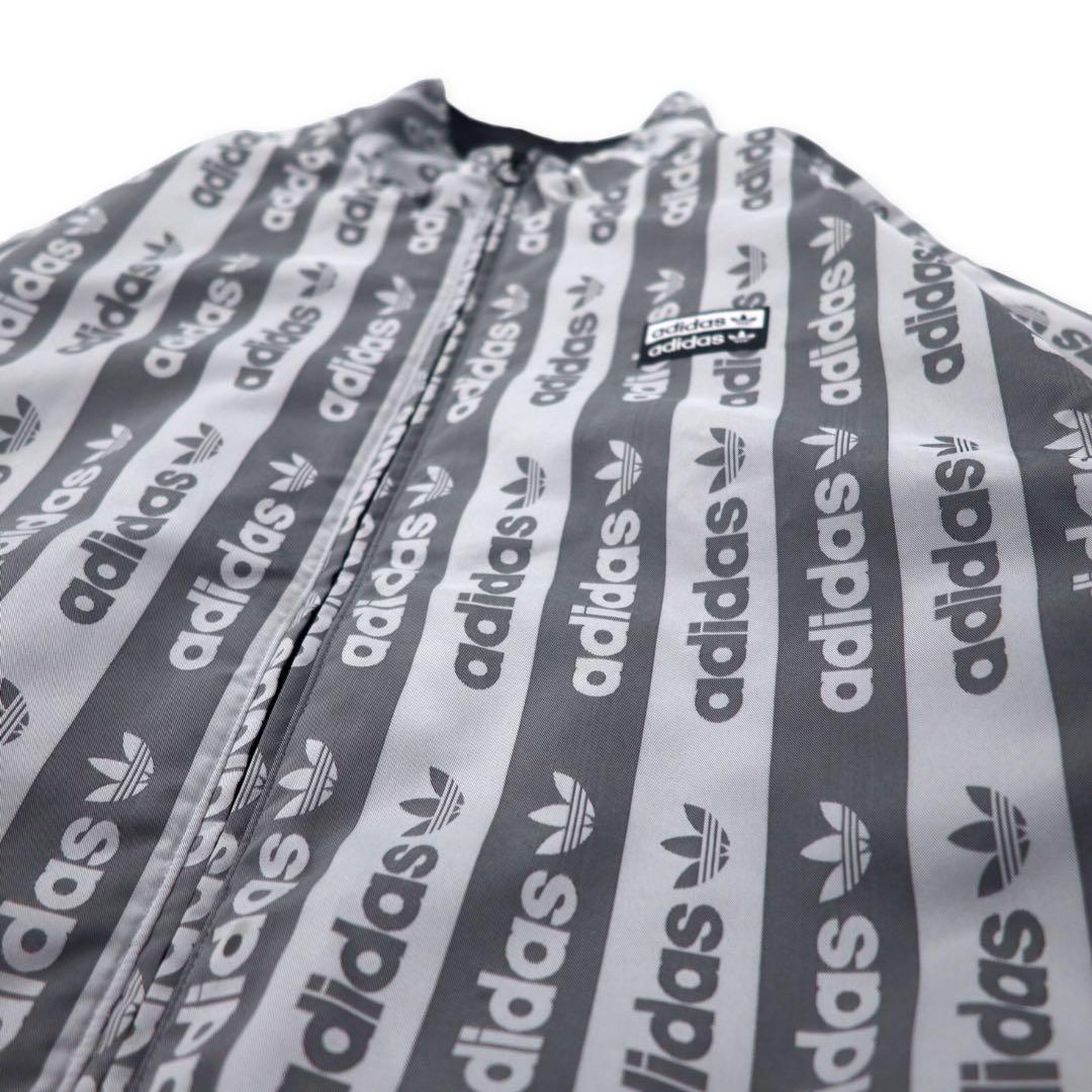 adidas originals All-over pattern reversible jacket M Gray Black Trefoil logo nylon FQ2411