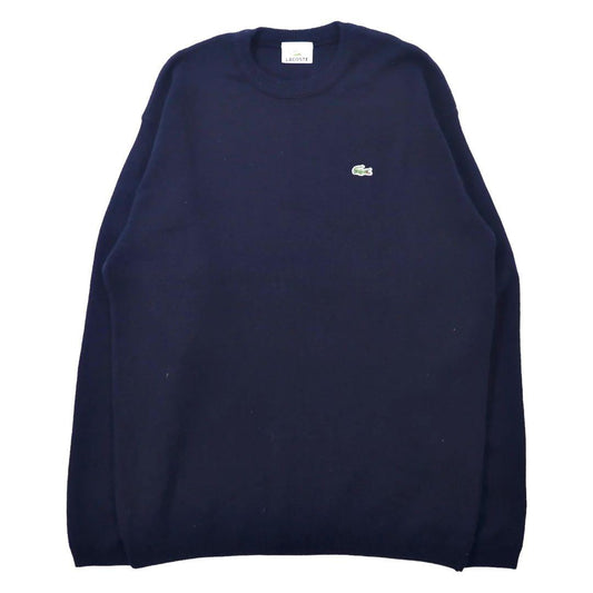 LACOSTE ハイゲージ ニット セーター 4 ネイビー ウール ワンポイントロゴ