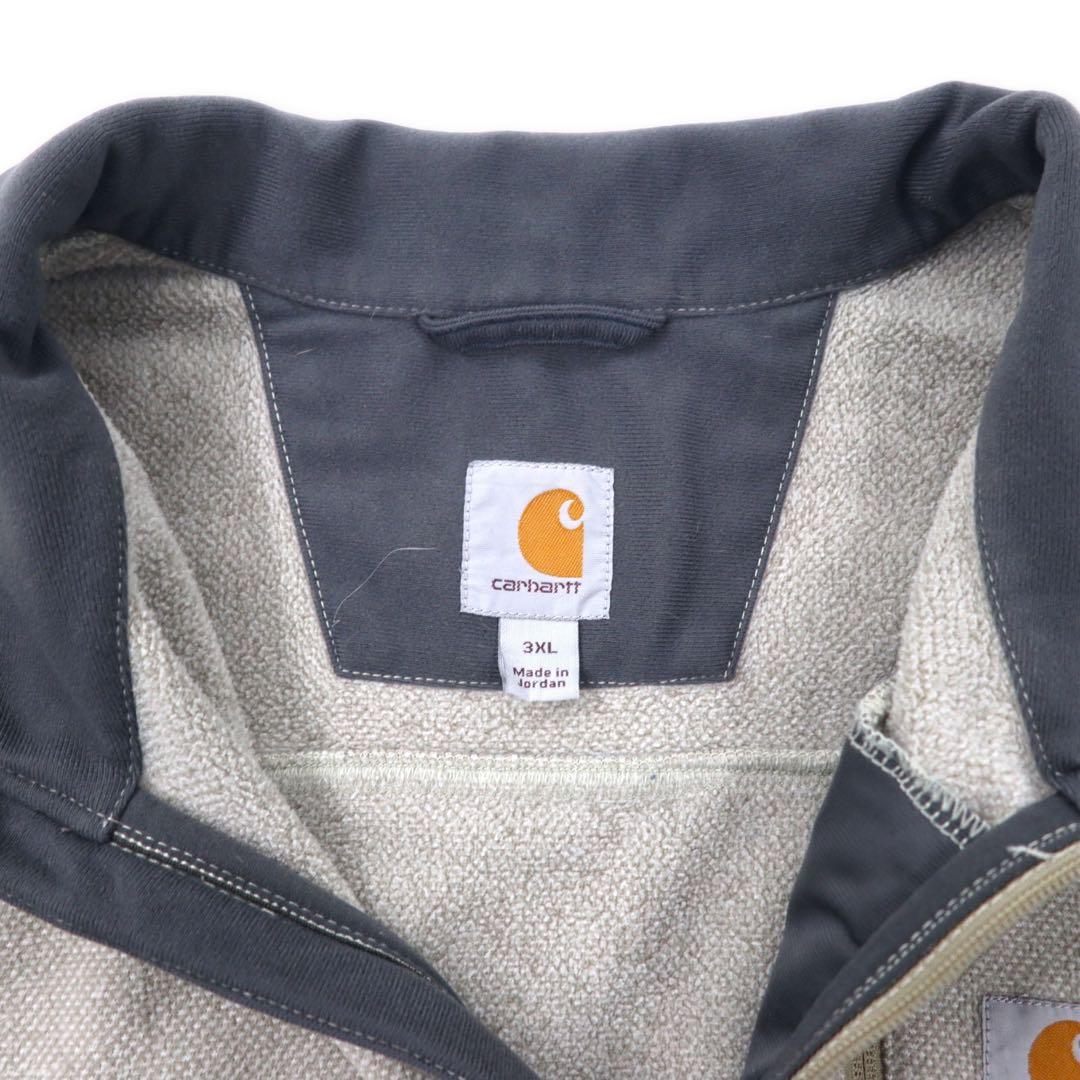 carhartt half zip fleece jacket 3XL gray beige polyester big size made in Jordan