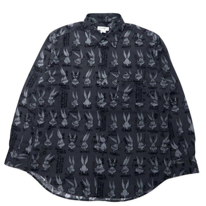 JC de CASTELBAJAC × Warner Bros Character All Over Pattern Button Down Shirt XXL Gray Cotton Bugs Bunny 90's Made in Italy