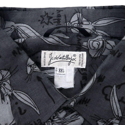 JC de CASTELBAJAC × Warner Bros Character All Over Pattern Button Down Shirt XXL Gray Cotton Bugs Bunny 90's Made in Italy