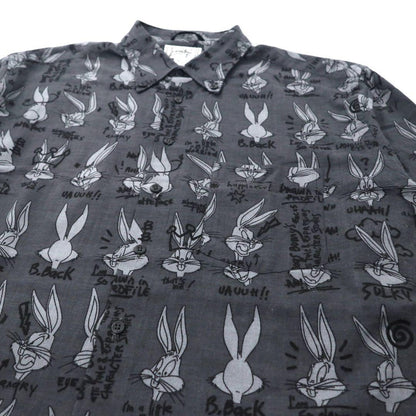 JC de CASTELBAJAC × Warner Bros Character All Over Pattern Button Down Shirt XXL Gray Cotton Bugs Bunny 90's Made in Italy