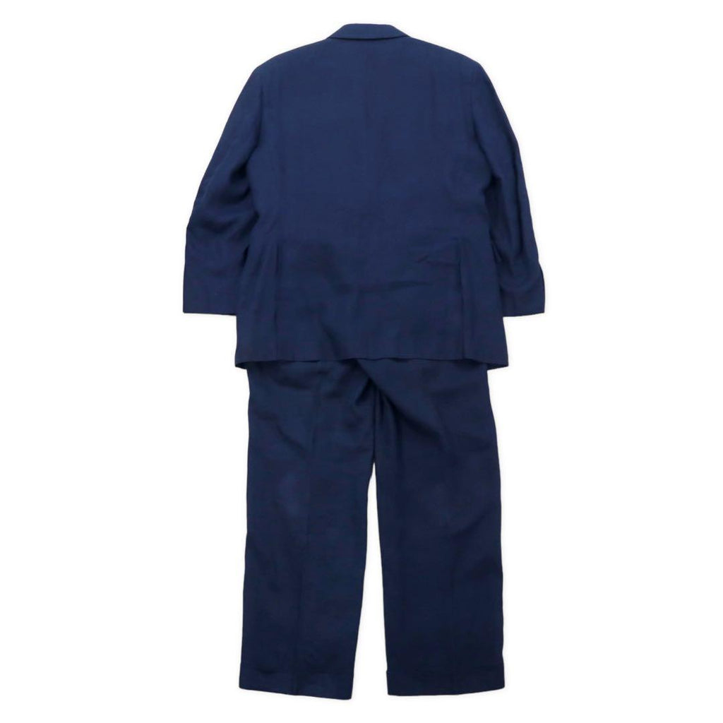 NEW YORKER 80's Double Suit Setup AB4 Navy Hemp Linen Made in Japan