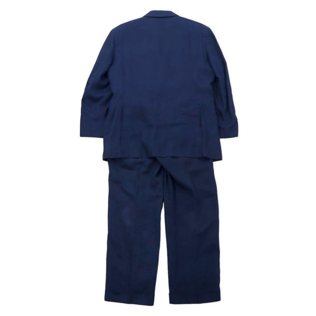 NEW YORKER 80's Double Suit Setup AB4 Navy Hemp Linen Made in Japan