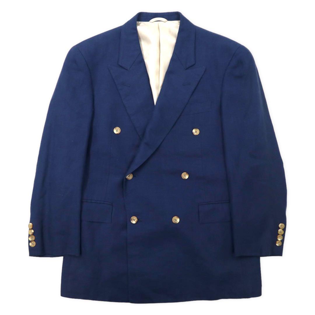 NEW YORKER 80's Double Suit Setup AB4 Navy Hemp Linen Made in Japan