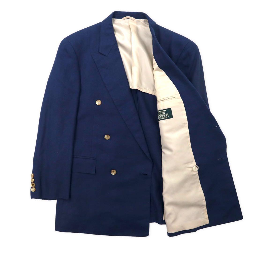 NEW YORKER 80年代 ダブル スーツ セットアップ AB4 ネイビー 麻 リネン 日本製