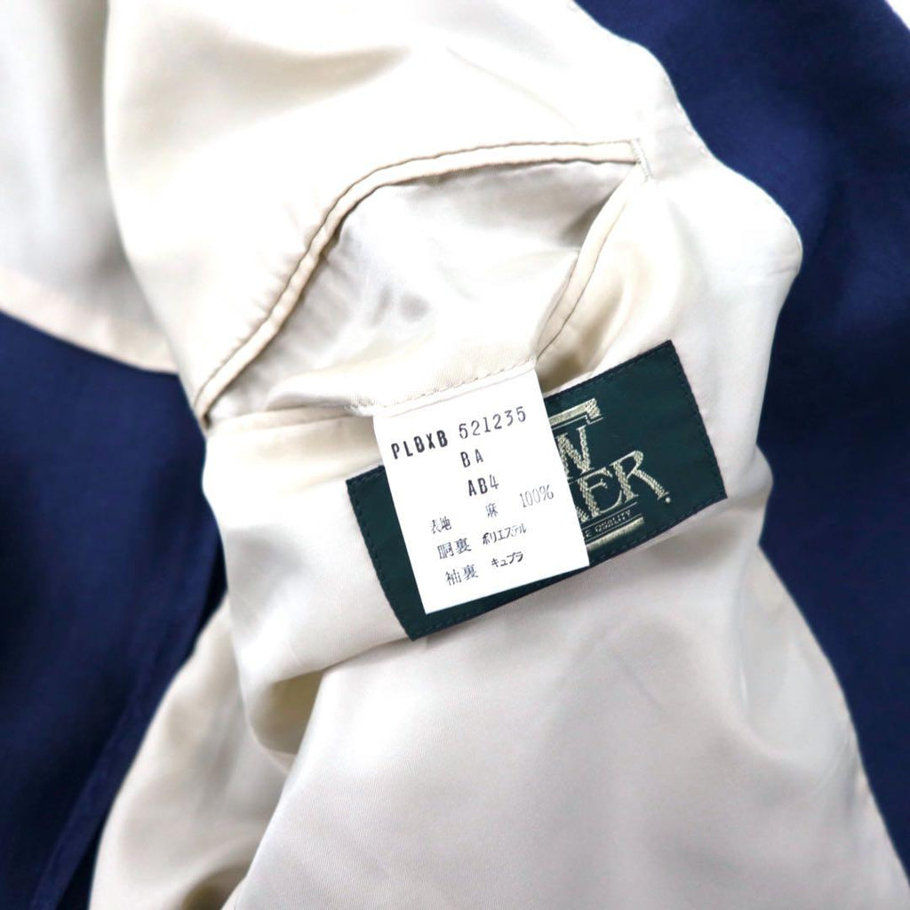 NEW YORKER 80's Double Suit Setup AB4 Navy Hemp Linen Made in Japan