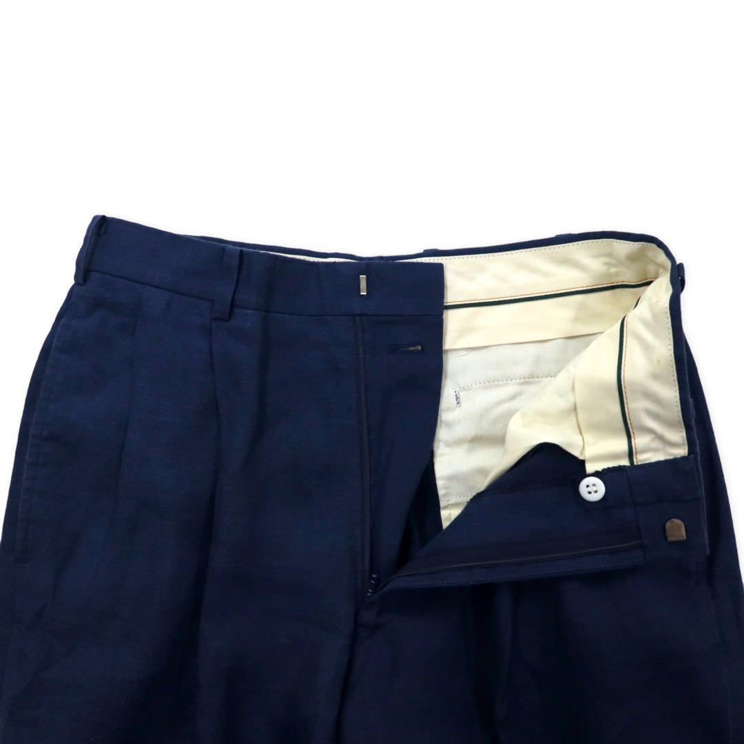 NEW YORKER 80's Double Suit Setup AB4 Navy Hemp Linen Made in Japan