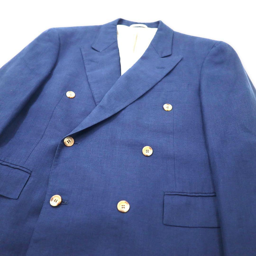 NEW YORKER 80's Double Suit Setup AB4 Navy Hemp Linen Made in Japan