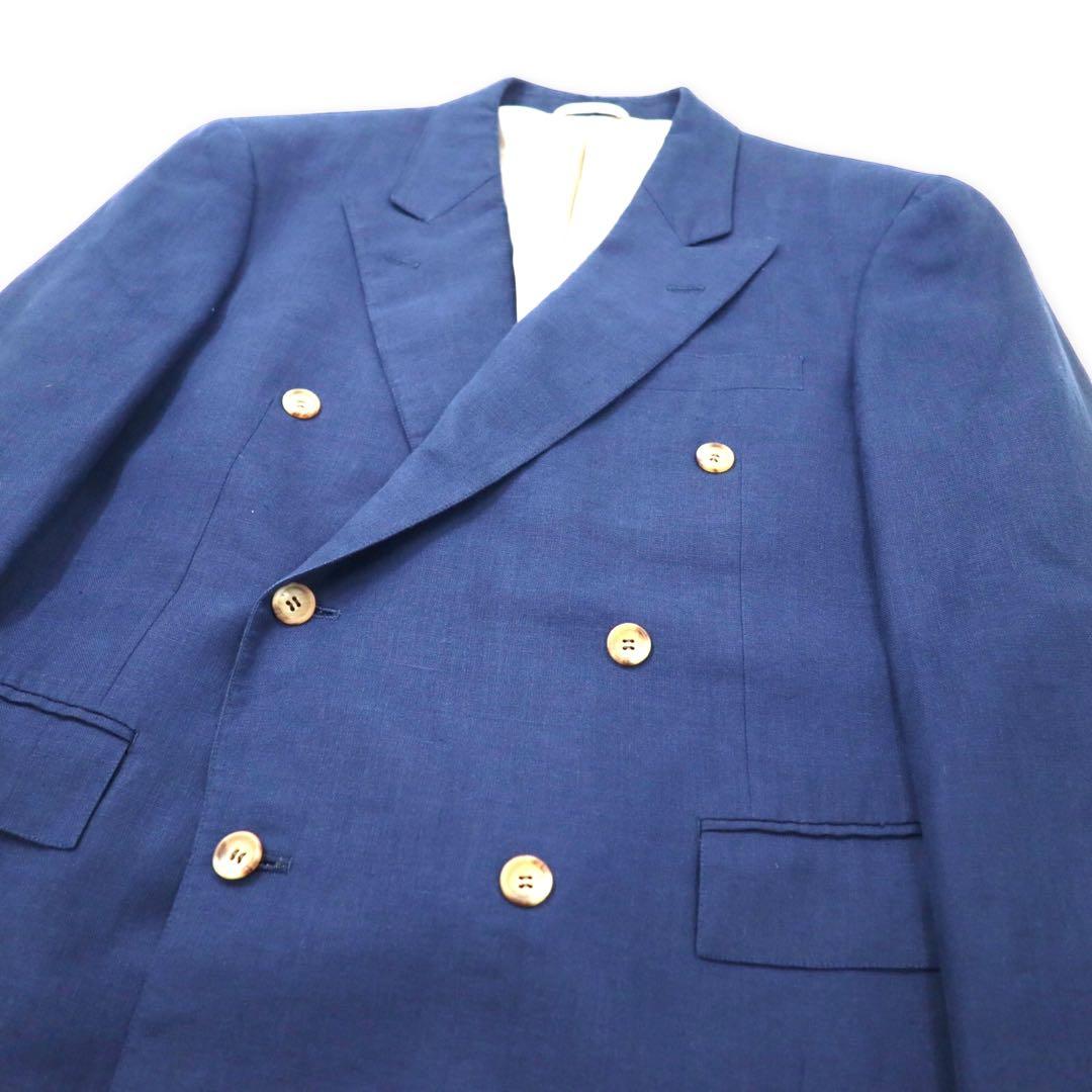 NEW YORKER 80's Double Suit Setup AB4 Navy Hemp Linen Made in Japan