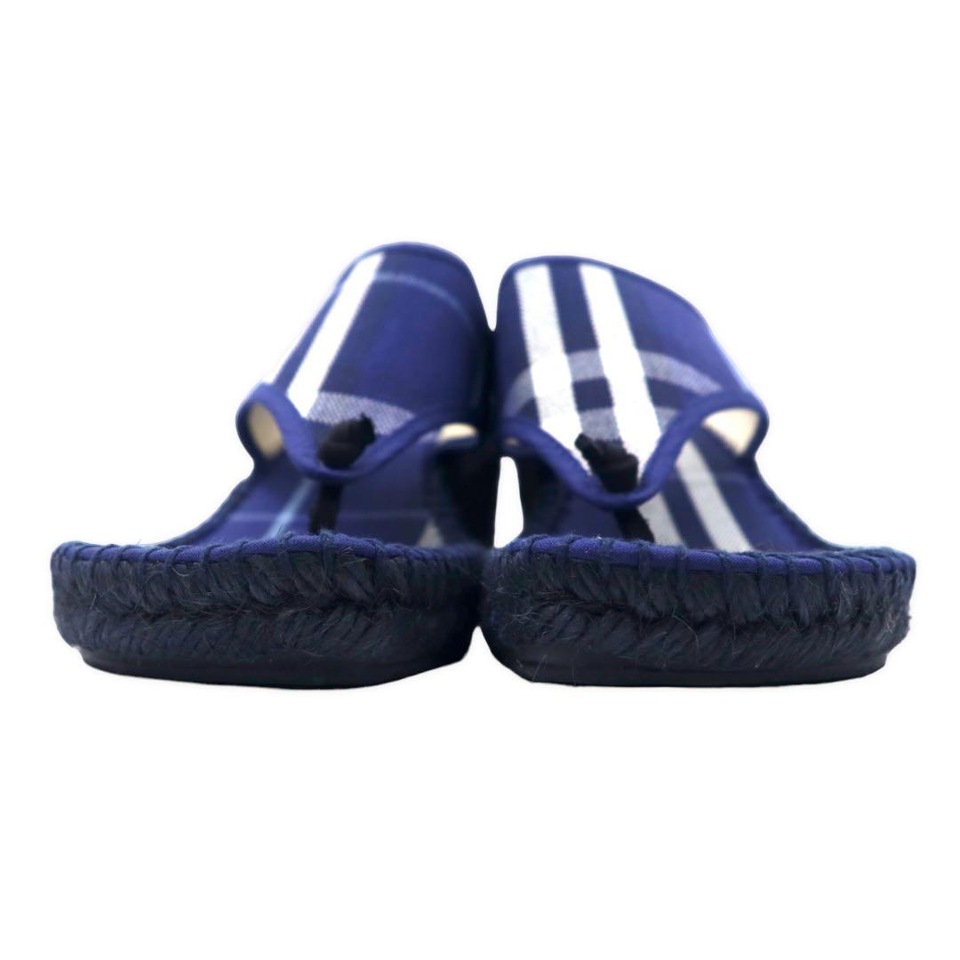 BURBERRY Nova Check Espadrille Sandals 22.5cm Navy Made in Spain