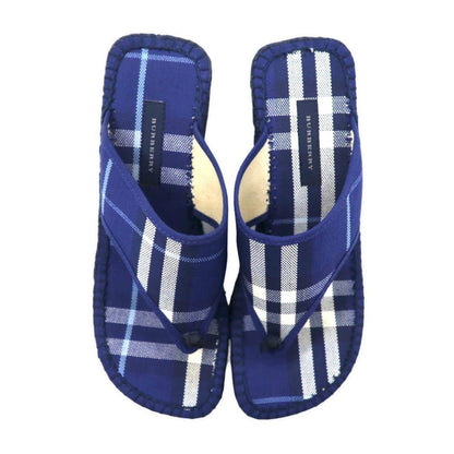 BURBERRY Nova Check Espadrille Sandals 22.5cm Navy Made in Spain