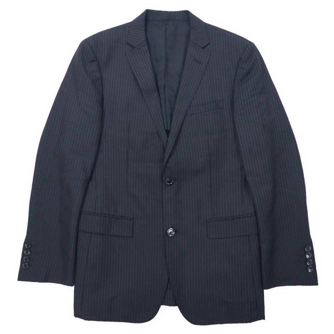 BURBERRY BLACK LABEL 2B Tailored Jacket M Black Striped Wool Polyester D1E22-101-09